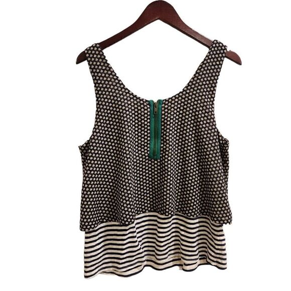 Anthropologie Meadow Rue Striped and Floral tank top Large Yellow Blue - Picture 3 of 6